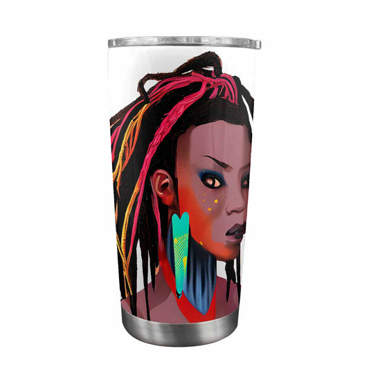 Dreads & Braids, Transparent Tumbler, mug, african tribal, outline BL, Fulangiara 27