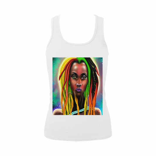 Dreads & Braids, WHITE tank top, cotton, african tribal, full image Fulangiara 25