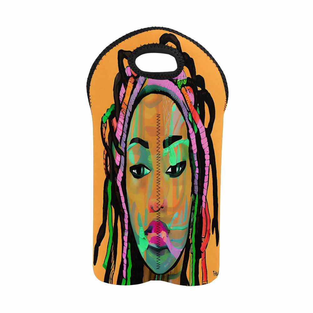 Dreads & Braids, 2 bottle wine bag, picnic or gift, african tribalgirlz Fulangiara 3