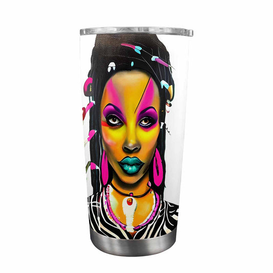 Dreads & Braids, Transparent Tumbler, mug, african tribal, outline BL, Fulangiara 33