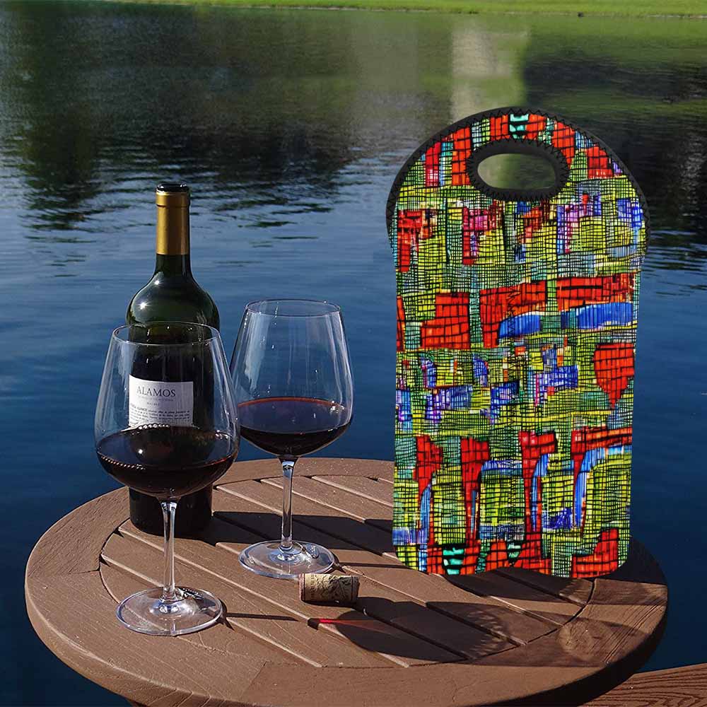 African Art, chic 2 bottle wine bag, design 22