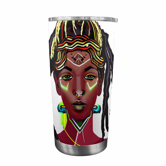 Dreads & Braids, Transparent Tumbler, mug, african tribal, outline BL, Fulangiara 44