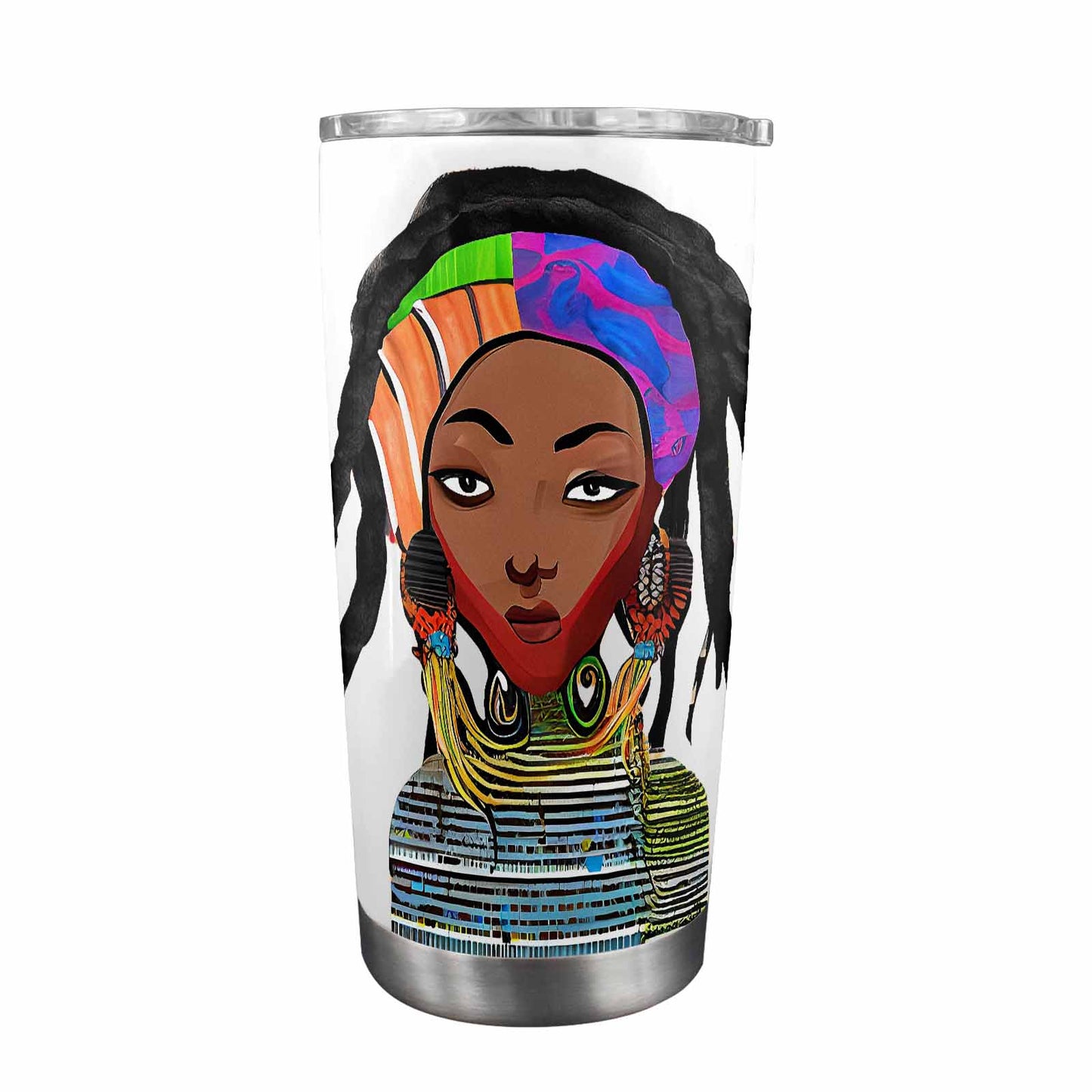 Dreads & Braids, Transparent Tumbler, mug, african tribal, outline BL, Fulangiara 18