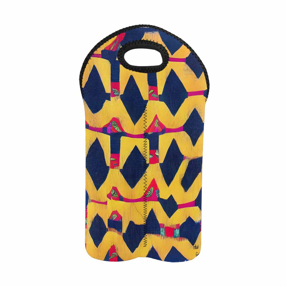 African Art, chic 2 bottle wine bag, design 35