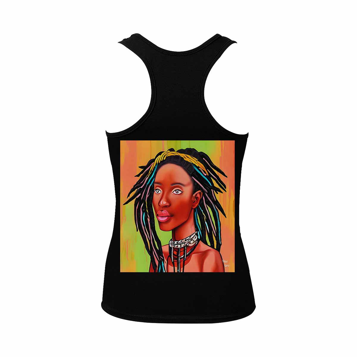 Dreads & Braids, BLACK tank top, cotton, african tribal, full image Fulangiara 13