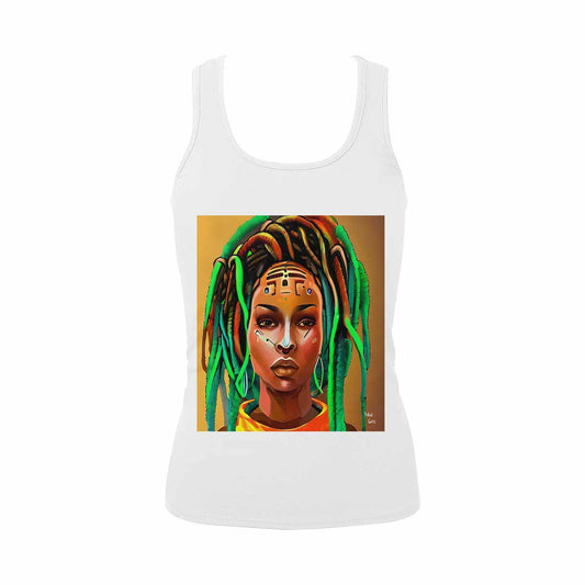 Dreads & Braids, WHITE tank top, cotton, african tribal, full image Fulangiara 48