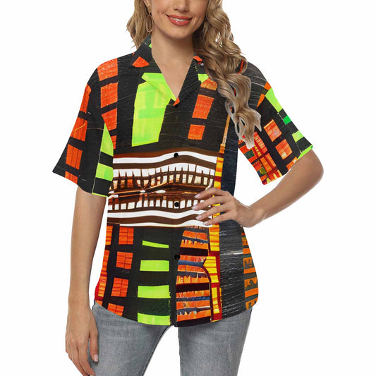 African Art, womens Hawaiian shirt, design 13