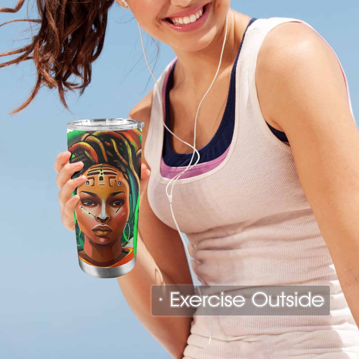 Dreads & Braids, Transparent Tumbler, mug, african tribal, outline BL, Fulangiara 48