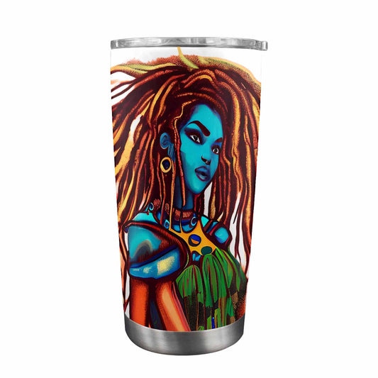 Dreads & Braids, Transparent Tumbler, mug, african tribal, outline BL, Fulangiara 30