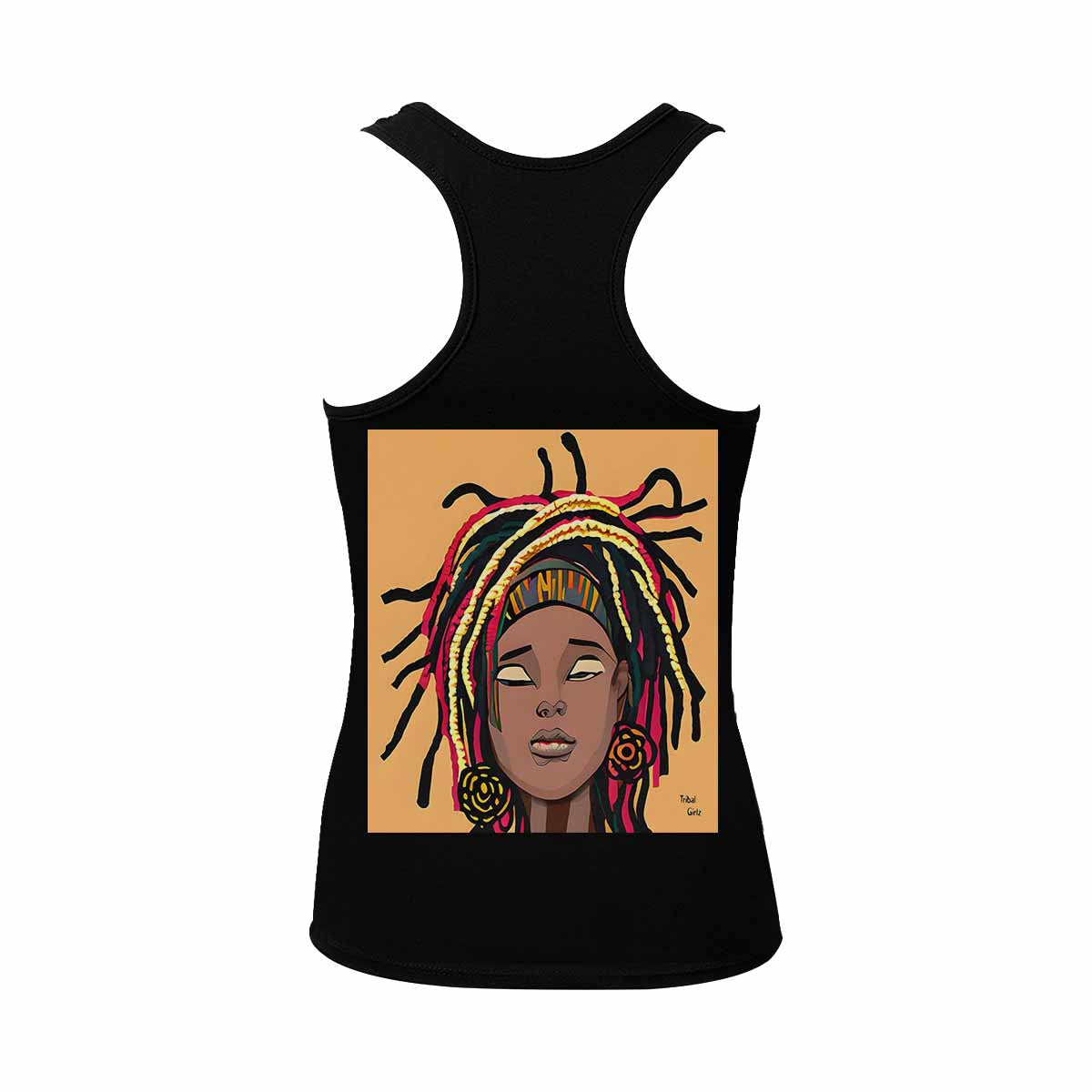 Dreads & Braids, BLACK tank top, cotton, african tribal, full image Fulangiara 20