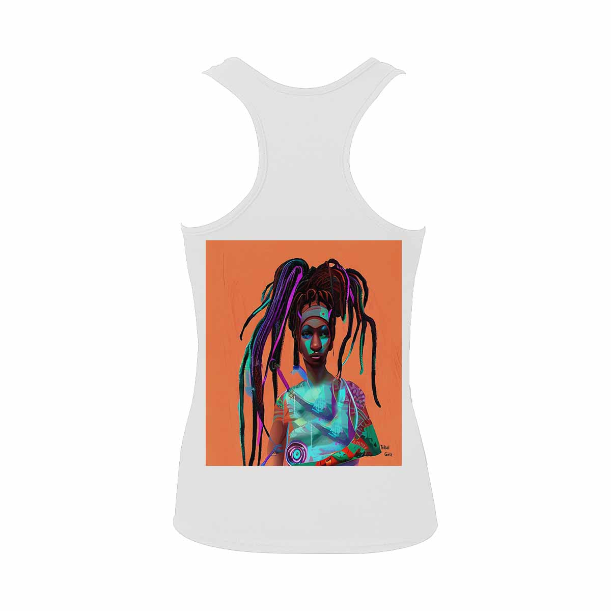 Dreads & Braids, WHITE tank top, cotton, african tribal, full image Fulangiara 32