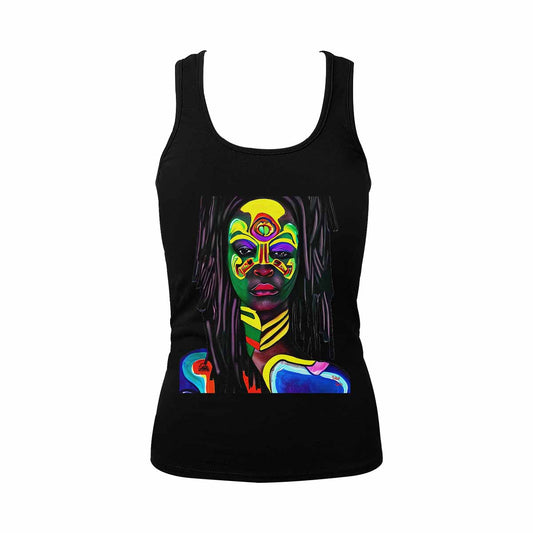 Dreads & Braids, BLACK tank top, cotton, african tribal, outline MCL, Fulangiara 15