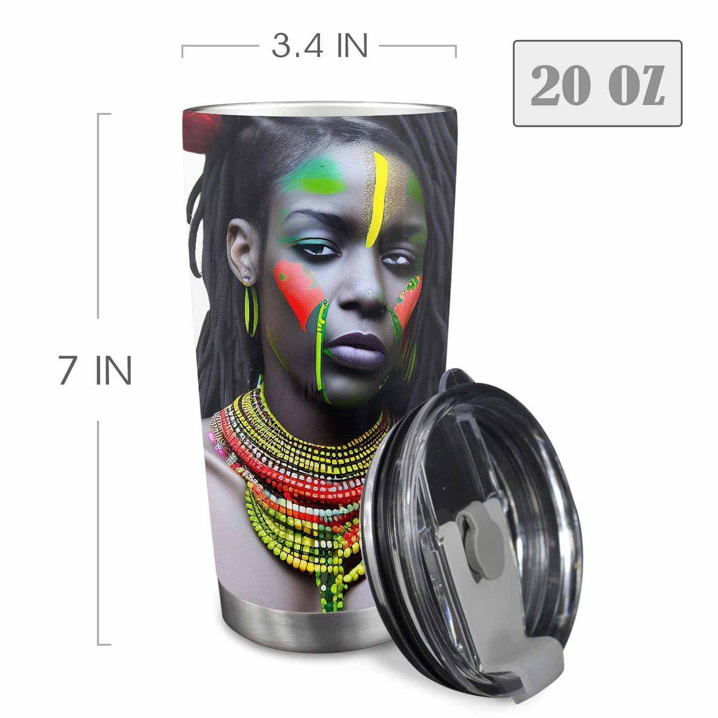 Dreads & Braids, Transparent Tumbler, mug, african tribal, outline MCL, Fulangiara 42