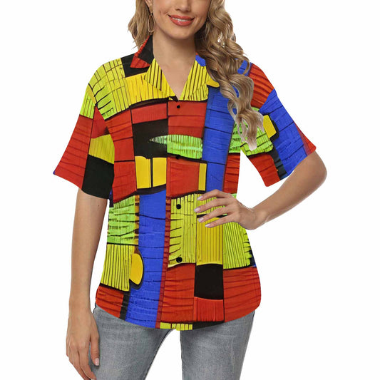 African Art, womens Hawaiian shirt, design 01