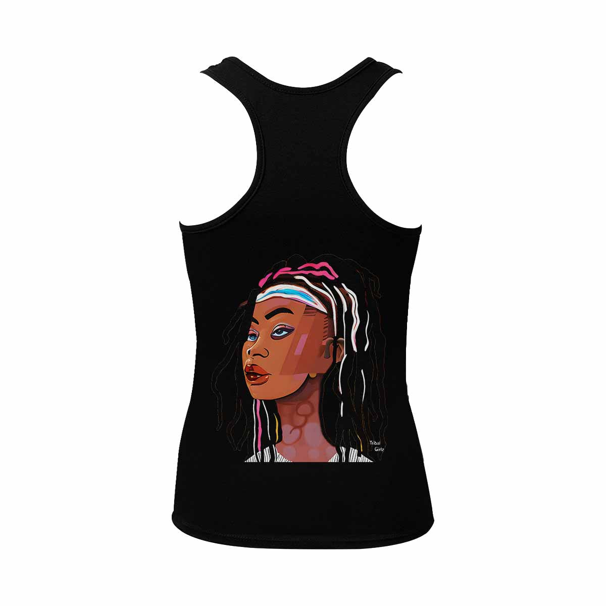 Dreads & Braids, BLACK tank top, cotton, african tribal, outline WL, Fulangiara 16