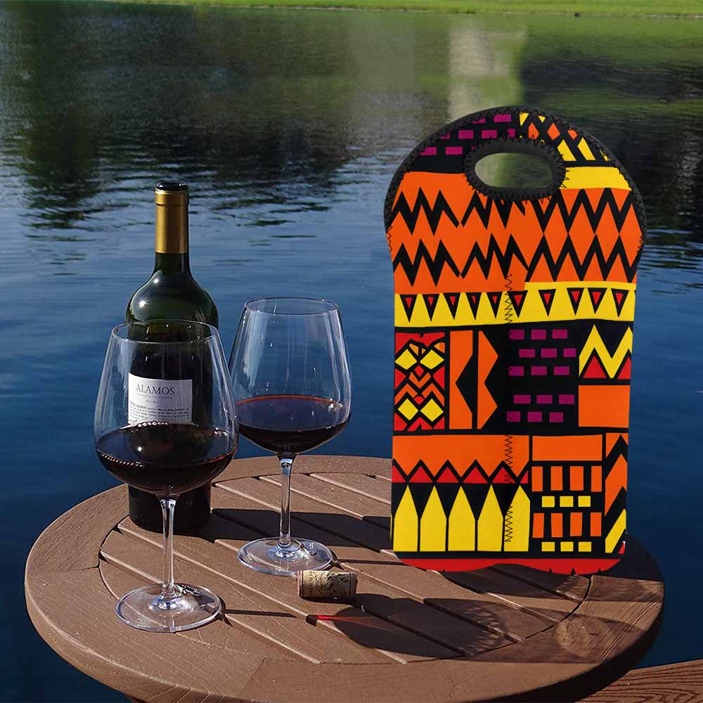 African Art, chic 2 bottle wine bag, design 38