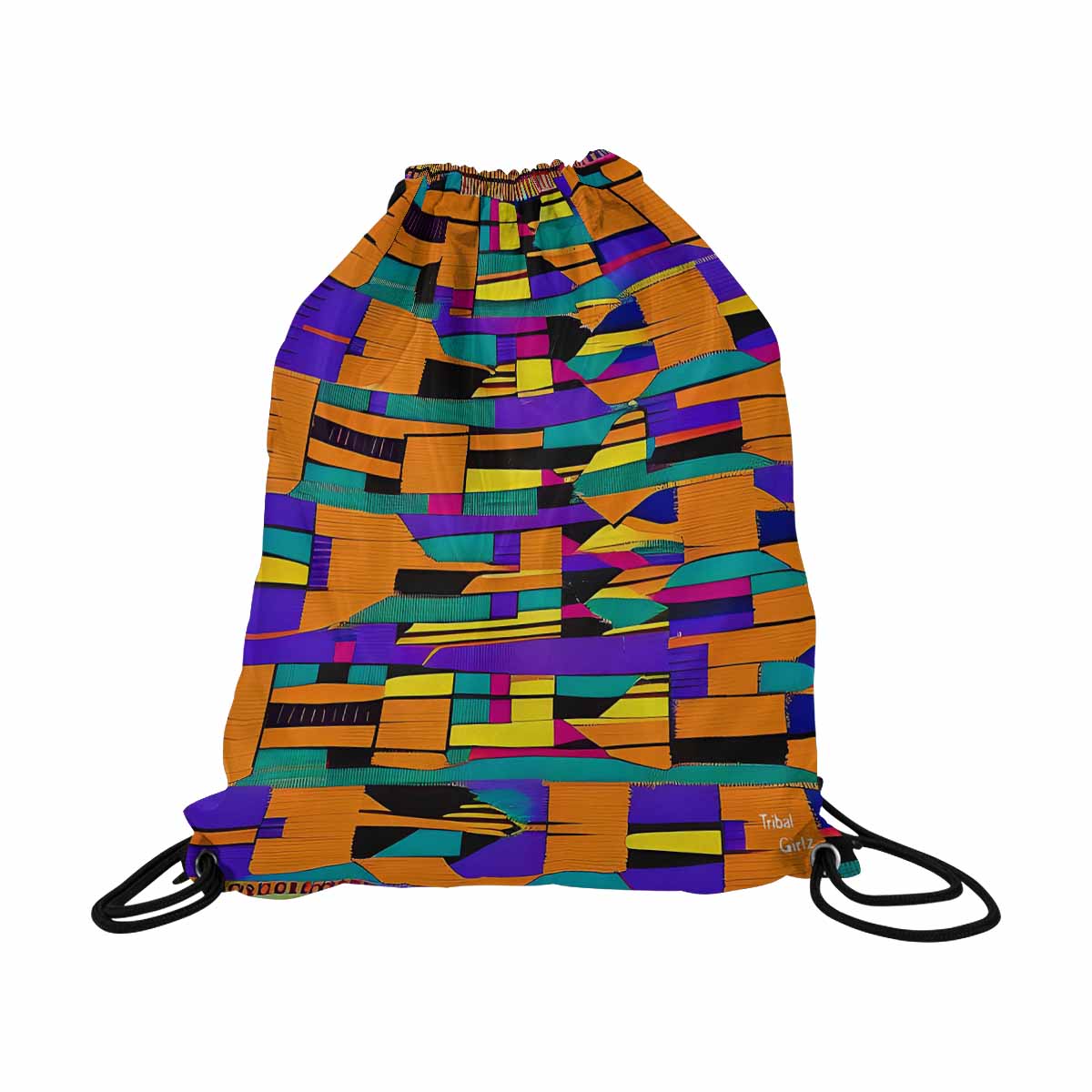 African artsy drawstring sling bag, design 39