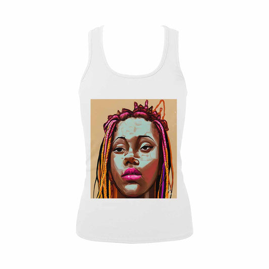 Dreads & Braids, WHITE tank top, cotton, african tribal, full image Fulangiara 11