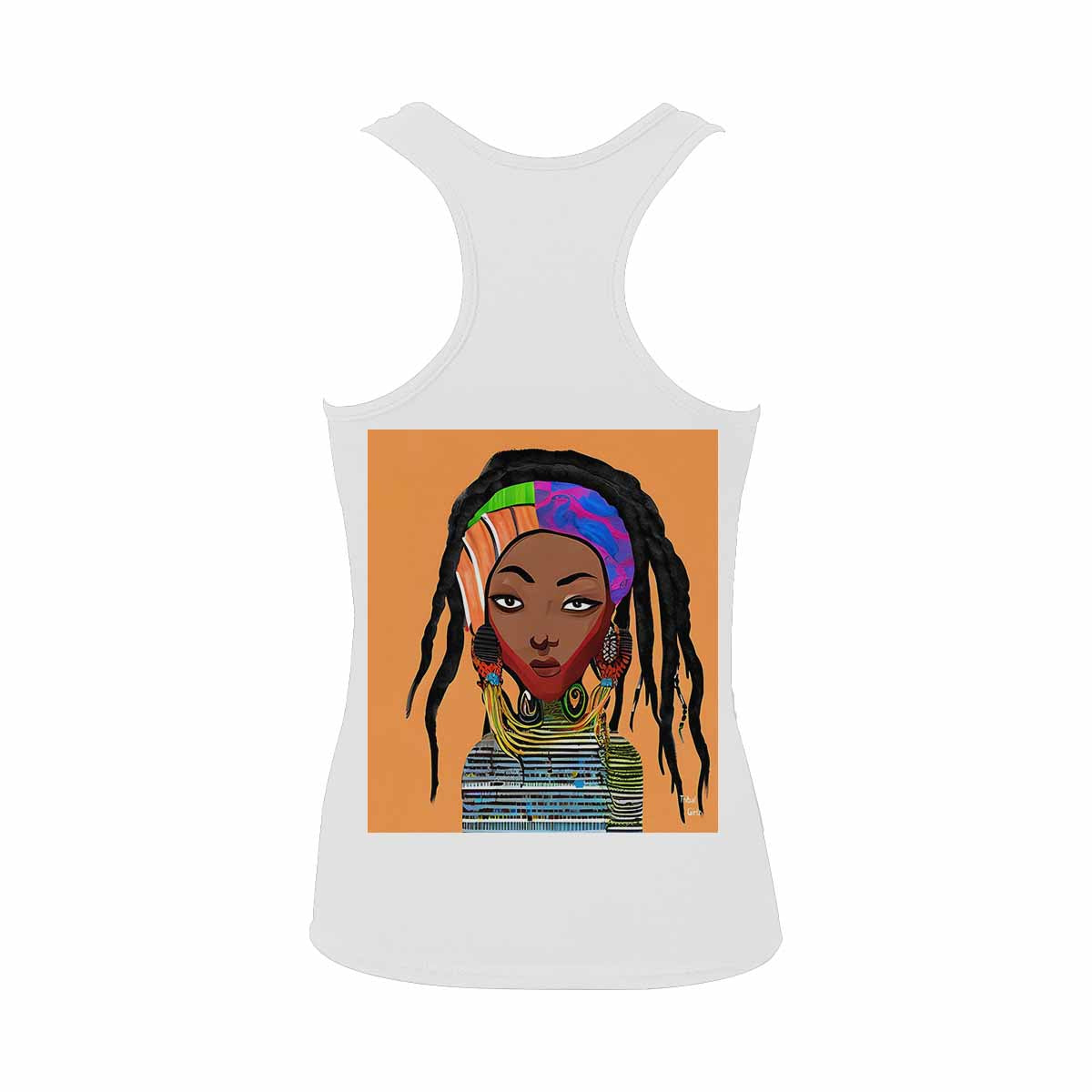 Dreads & Braids, WHITE tank top, cotton, african tribal, full image Fulangiara 18