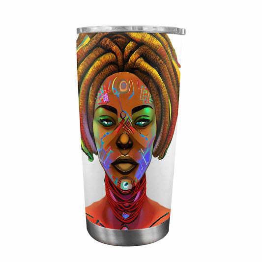 Dreads & Braids, Transparent Tumbler, mug, african tribal, outline BL, Fulangiara 46