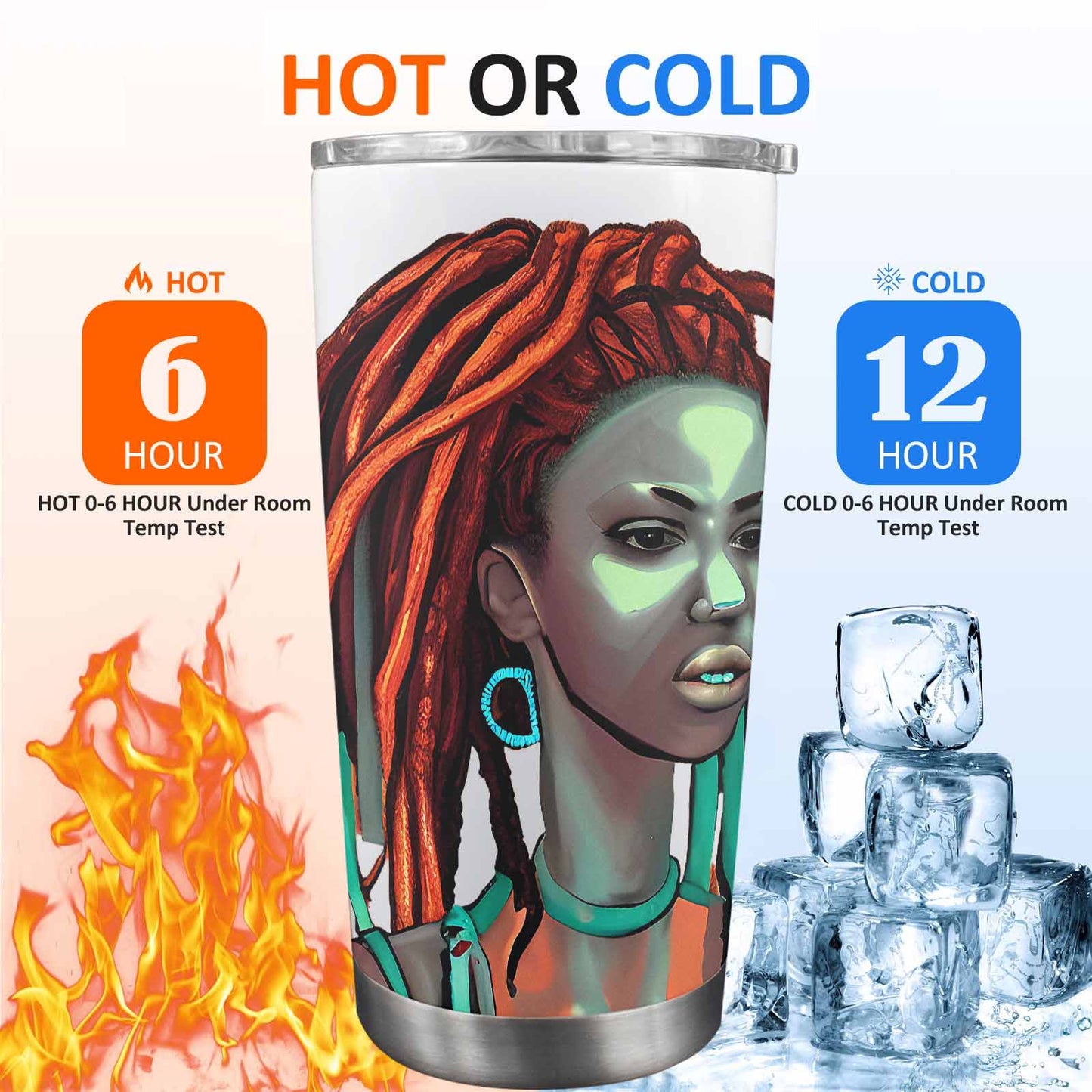 Dreads & Braids, Transparent Tumbler, mug, african tribal, outline BL, Fulangiara 38