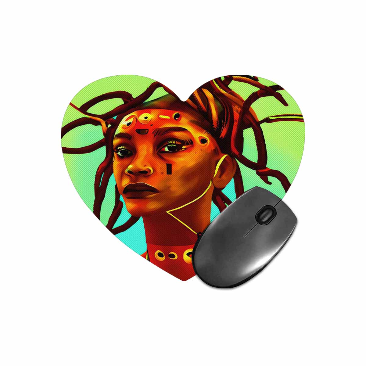 Dreads & Braids, heart shape mouse pad, Fulangiara 37