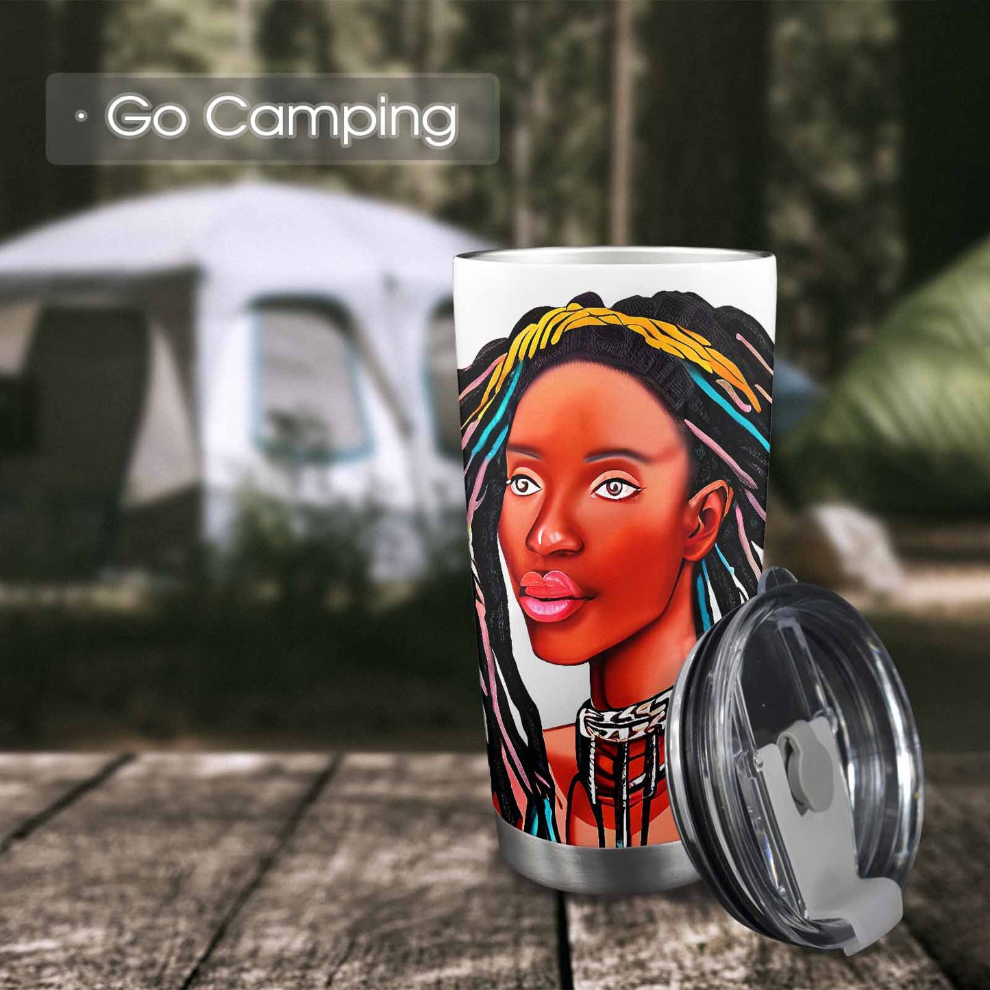 Dreads & Braids, Transparent Tumbler, mug, african tribal, outline BL, Fulangiara 13