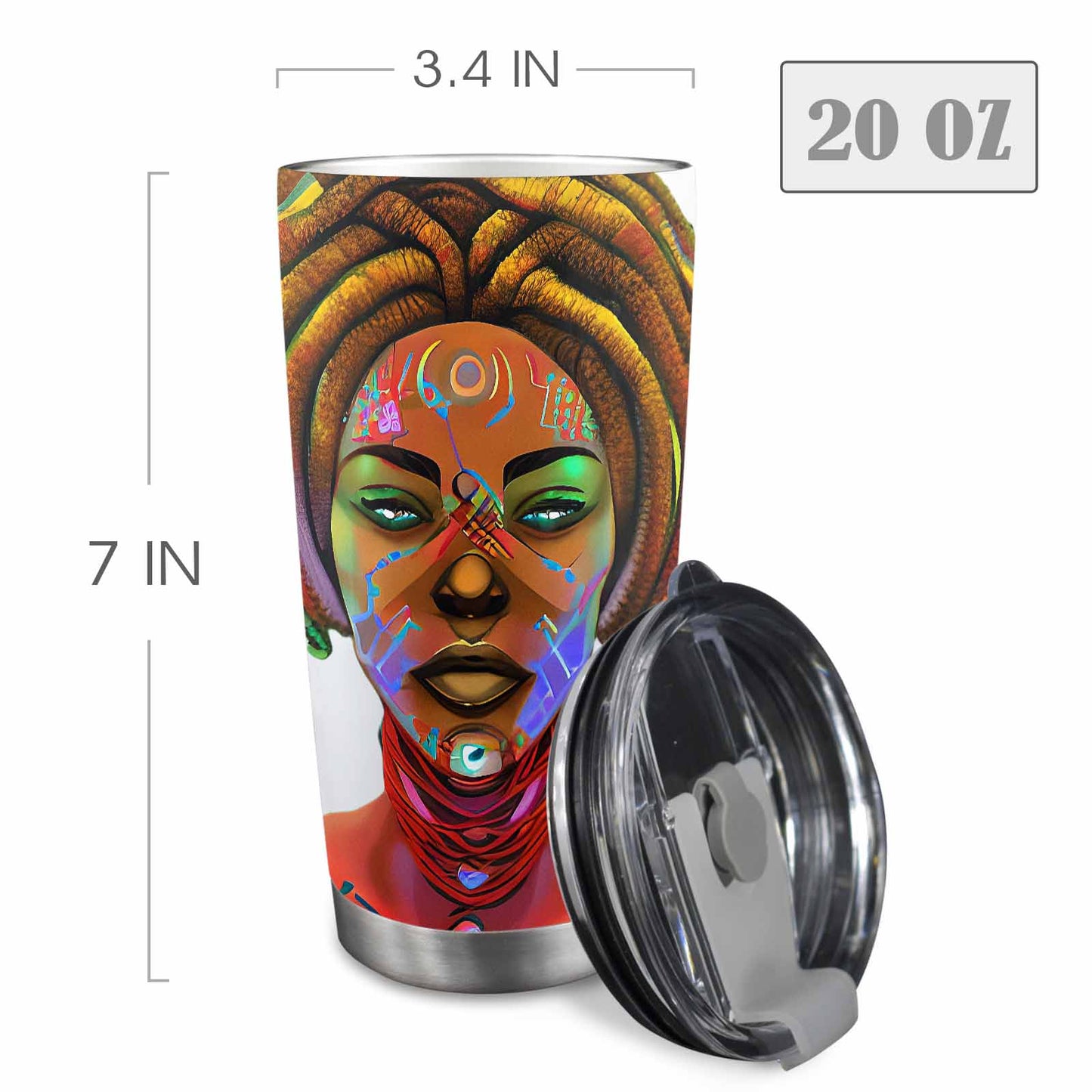 Dreads & Braids, Transparent Tumbler, mug, african tribal, outline BL, Fulangiara 46