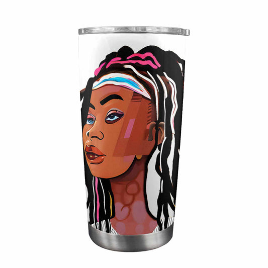 Dreads & Braids, Transparent Tumbler, mug, african tribal, outline BL, Fulangiara 16