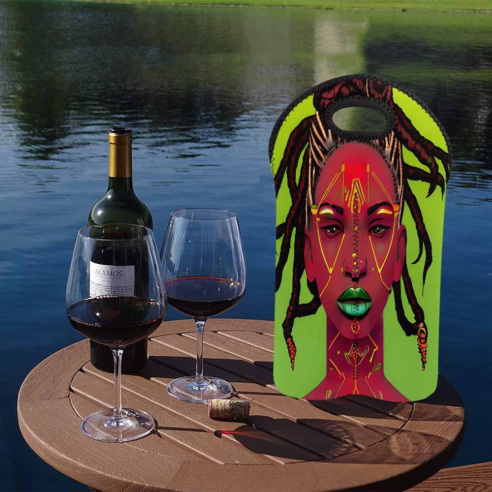 Dreads & Braids, 2 bottle wine bag, picnic or gift, african tribalgirlz Fulangiara 49