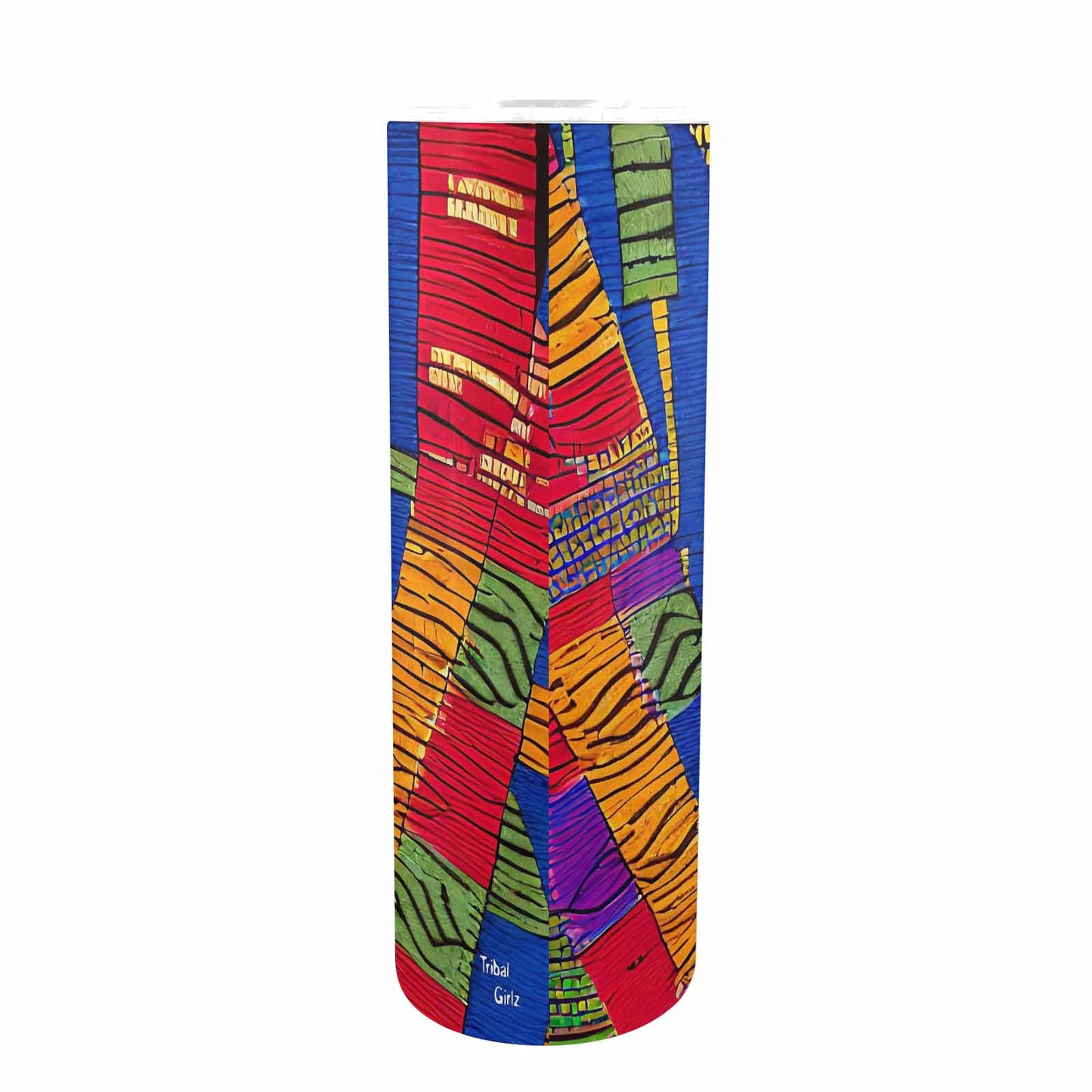 African Art, tall stainless steel insulated tumbler, travel mug, design 25