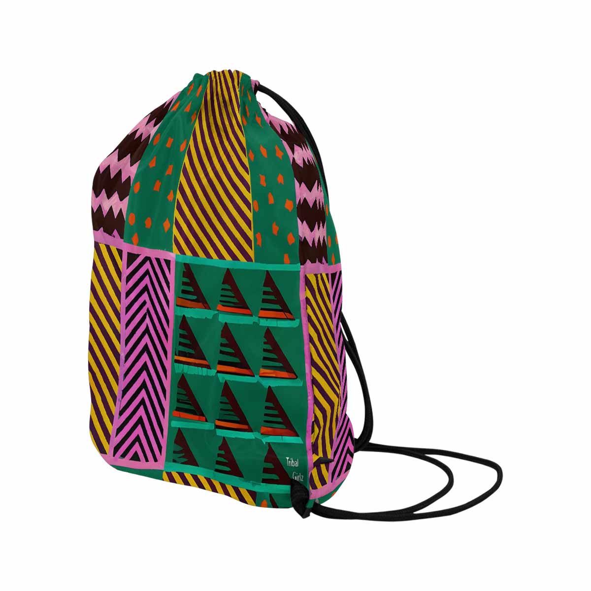 African artsy drawstring sling bag, design 21