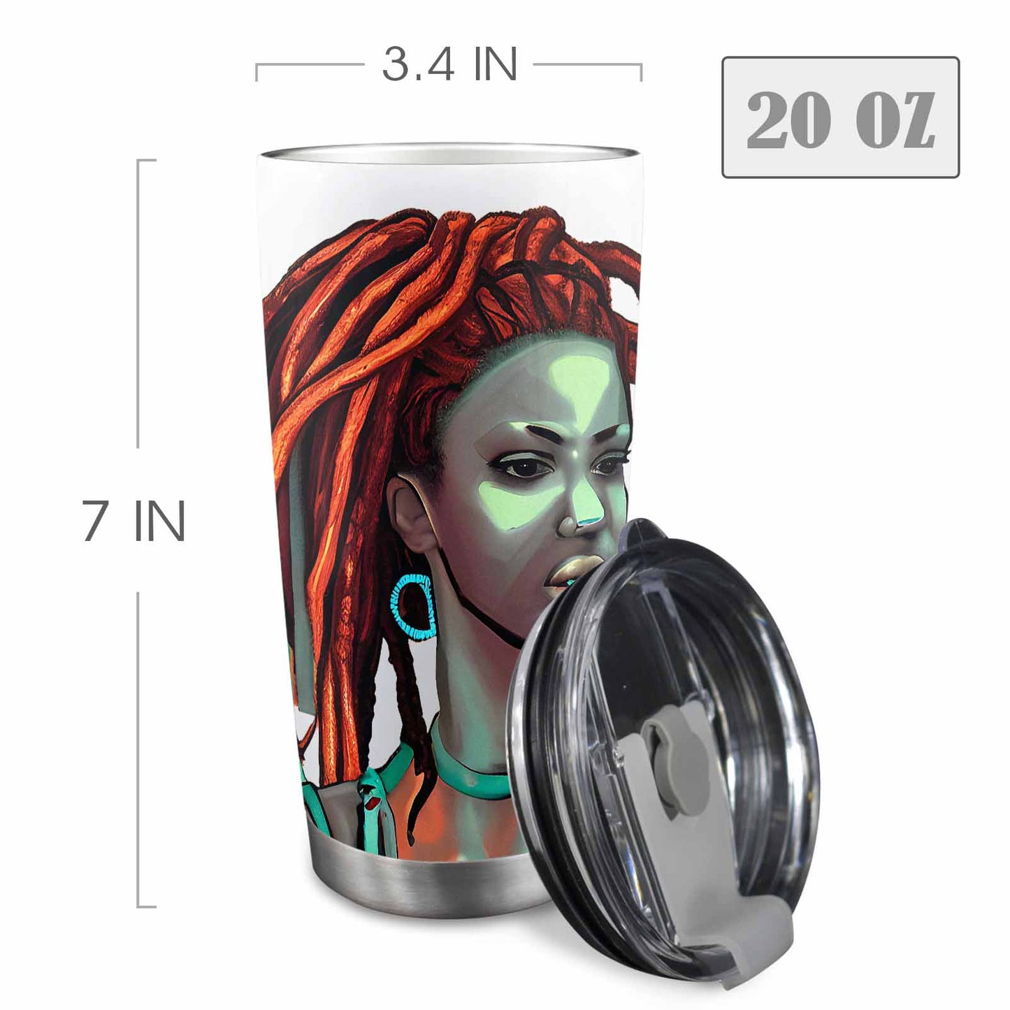 Dreads & Braids, Transparent Tumbler, mug, african tribal, outline BL, Fulangiara 38