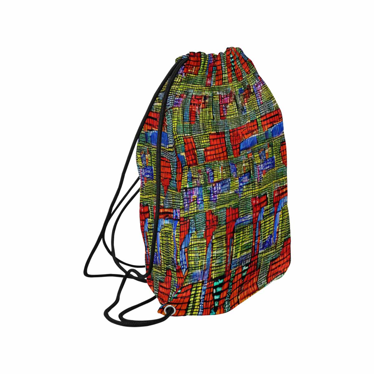 African artsy drawstring sling bag, design 22