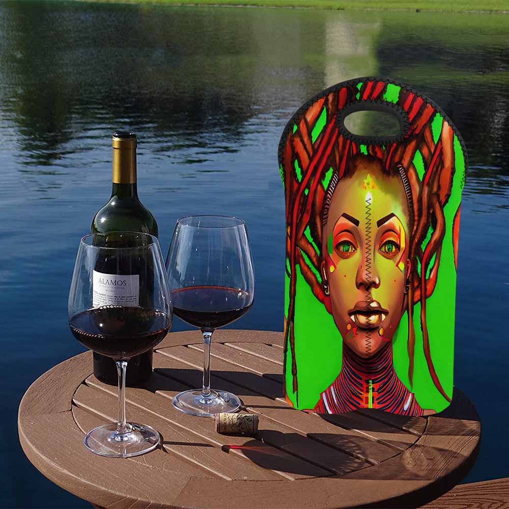 Dreads & Braids, 2 bottle wine bag, picnic or gift, african tribalgirlz Fulangiara 47