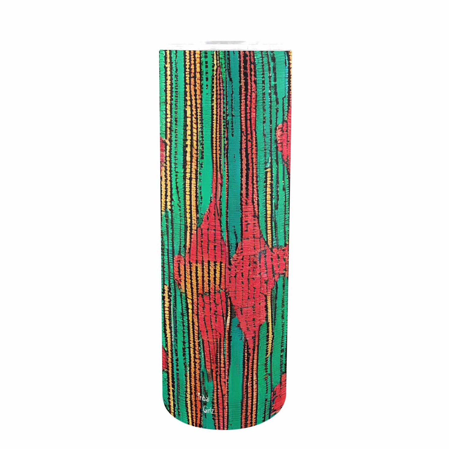 African Art, tall stainless steel insulated tumbler, travel mug, design 11