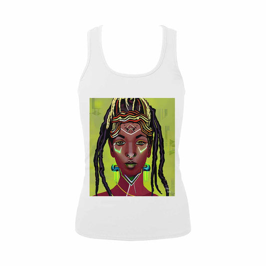 Dreads & Braids, WHITE tank top, cotton, african tribal, full image Fulangiara 44