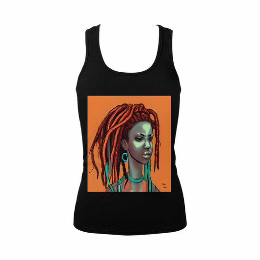 Dreads & Braids, BLACK tank top, cotton, african tribal, full image Fulangiara 38