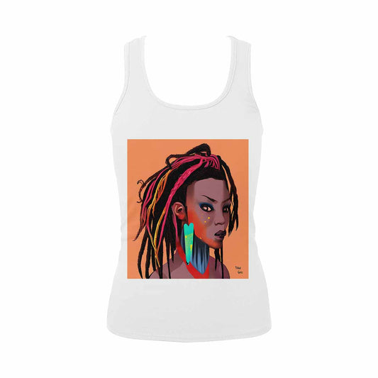 Dreads & Braids, WHITE tank top, cotton, african tribal, full image Fulangiara 27