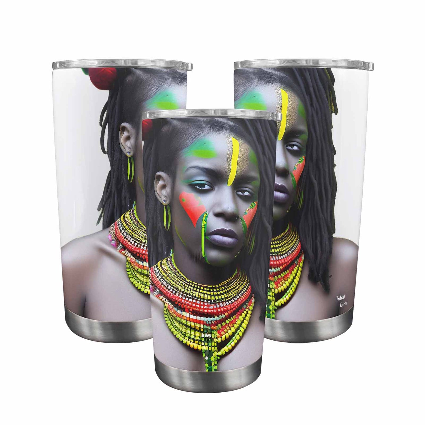 Dreads & Braids, Transparent Tumbler, mug, african tribal, outline MCL, Fulangiara 42