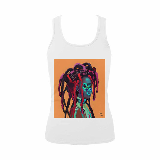 Dreads & Braids, WHITE tank top, cotton, african tribal, full image Fulangiara 7