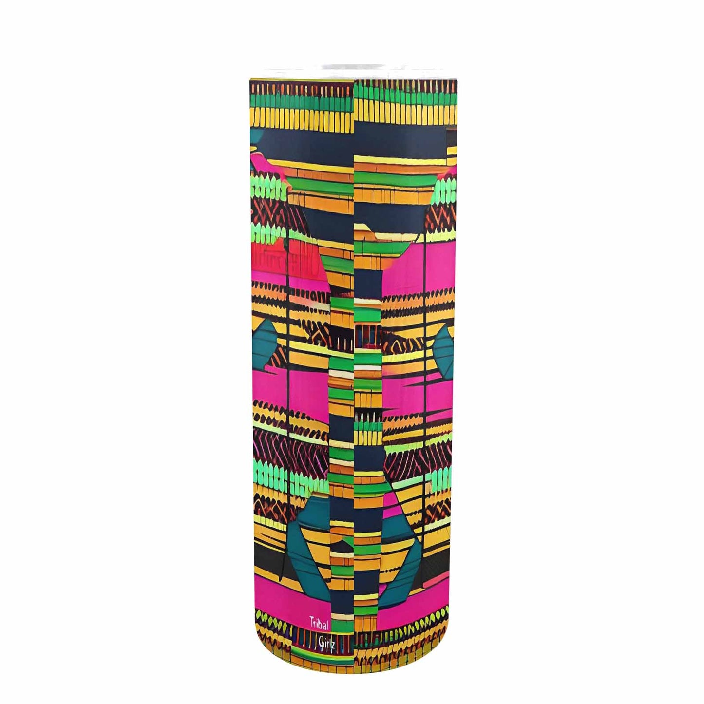 African Art, tall stainless steel insulated tumbler, travel mug, design 24