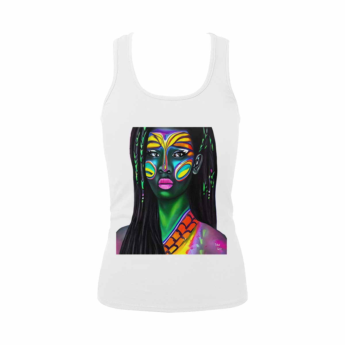 Dreads & Braids, WHITE tank top, cotton, african tribal, outline MCL, Fulangiara 19