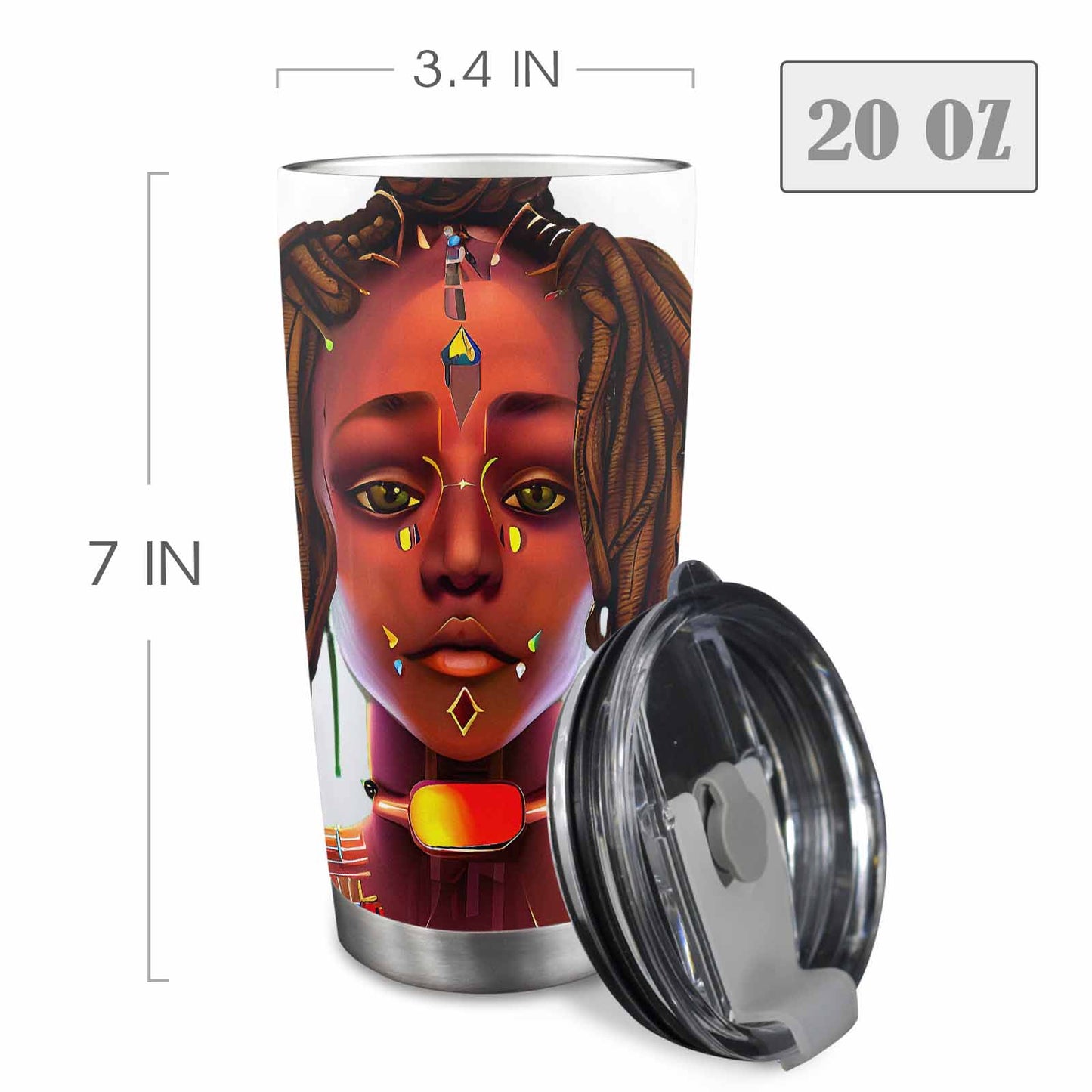 Dreads & Braids, Transparent Tumbler, mug, african tribal, outline BL, Fulangiara 45