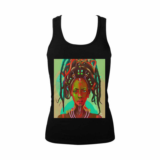 Dreads & Braids, BLACK tank top, cotton, african tribal, full image Fulangiara 39