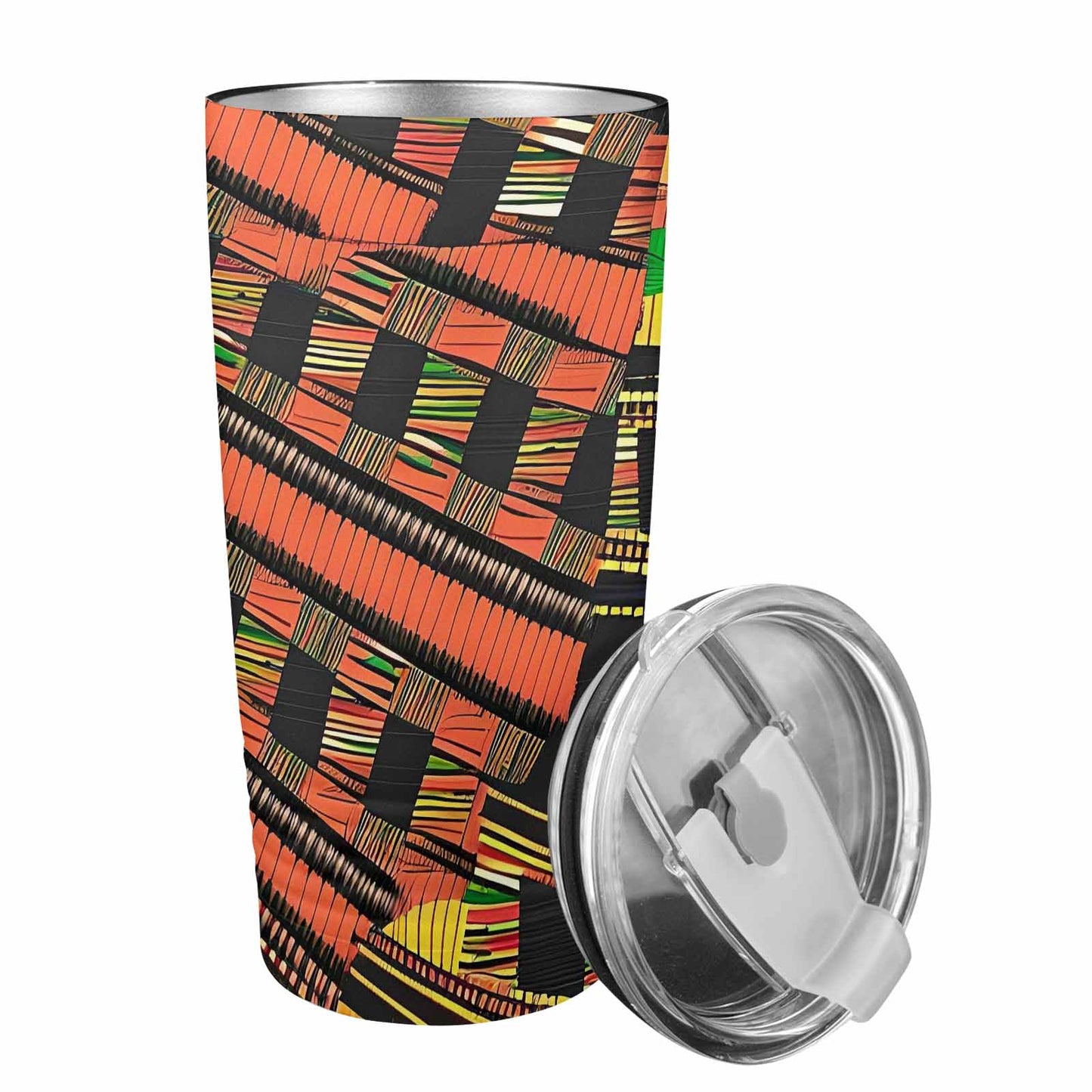 African Art, stainless steel insulated tumbler, travel mug, design 46