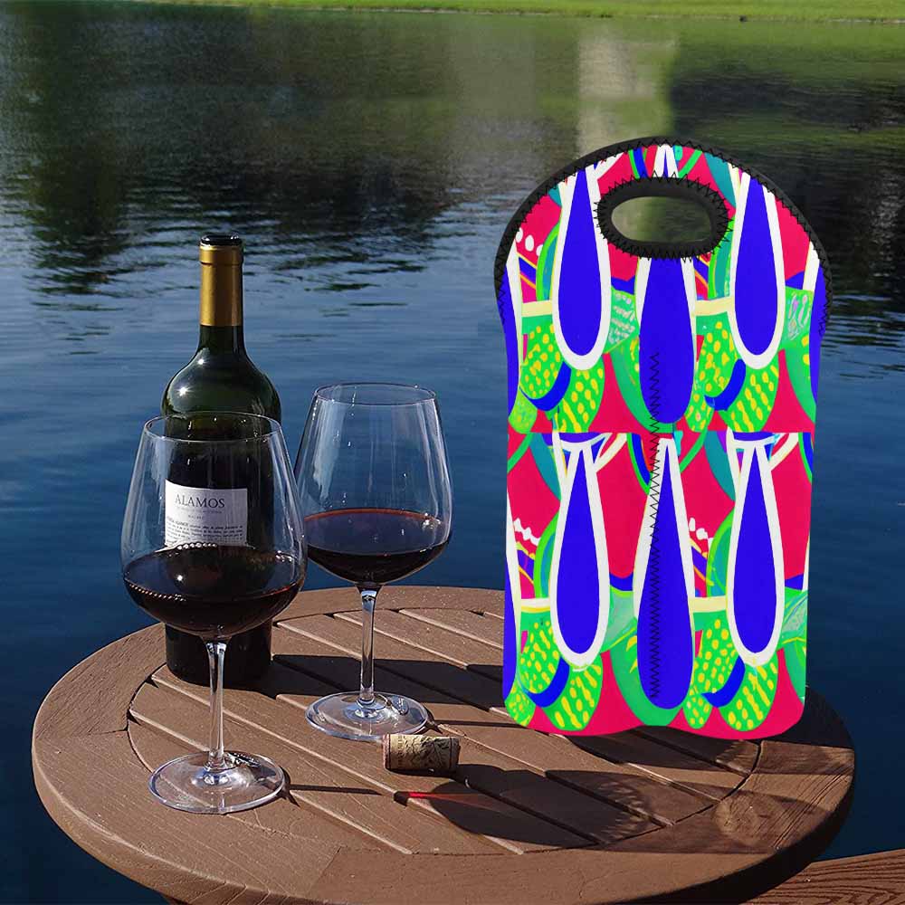 African Art, chic 2 bottle wine bag, design 33