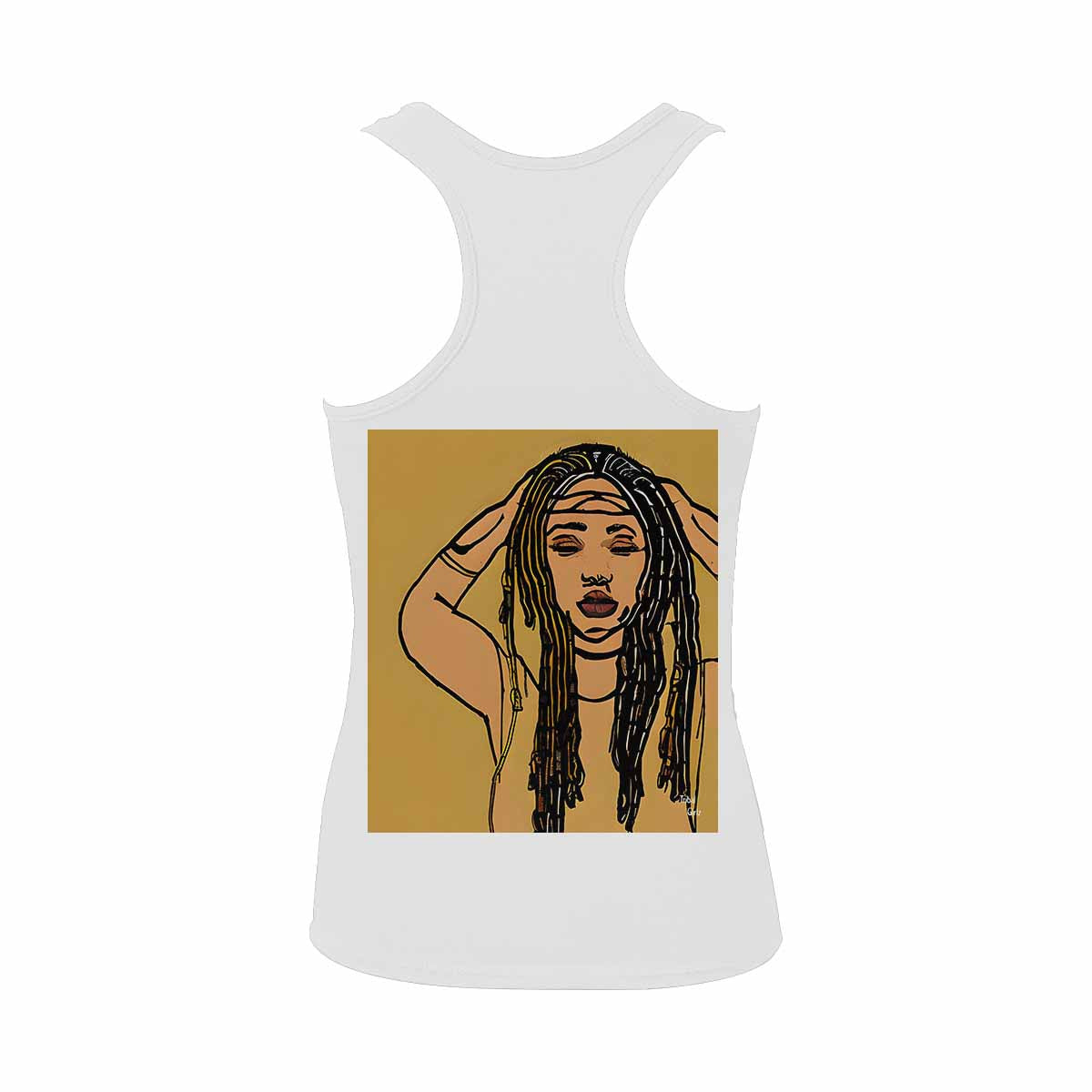 Dreads & Braids, WHITE tank top, cotton, african tribal, full image Fulangiara 24