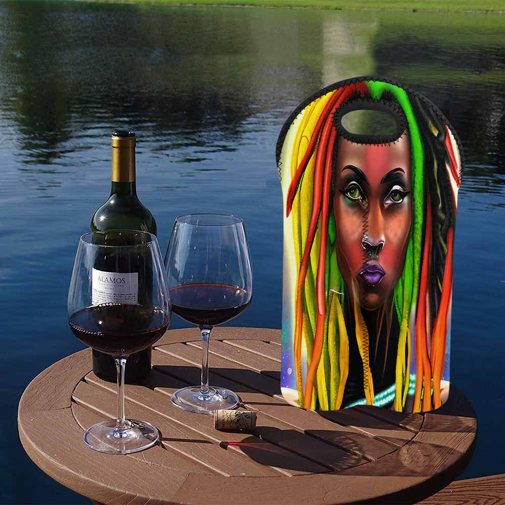 Dreads & Braids, 2 bottle wine bag, picnic or gift, african tribalgirlz Fulangiara 25