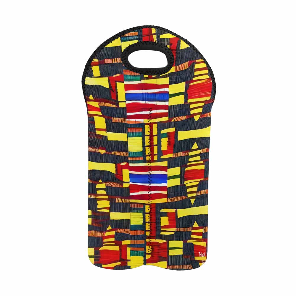 African Art, chic 2 bottle wine bag, design 29